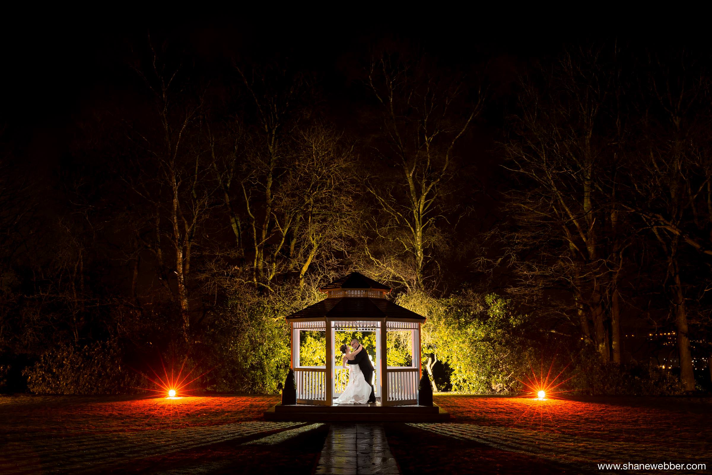 Creative night time wedding photography 