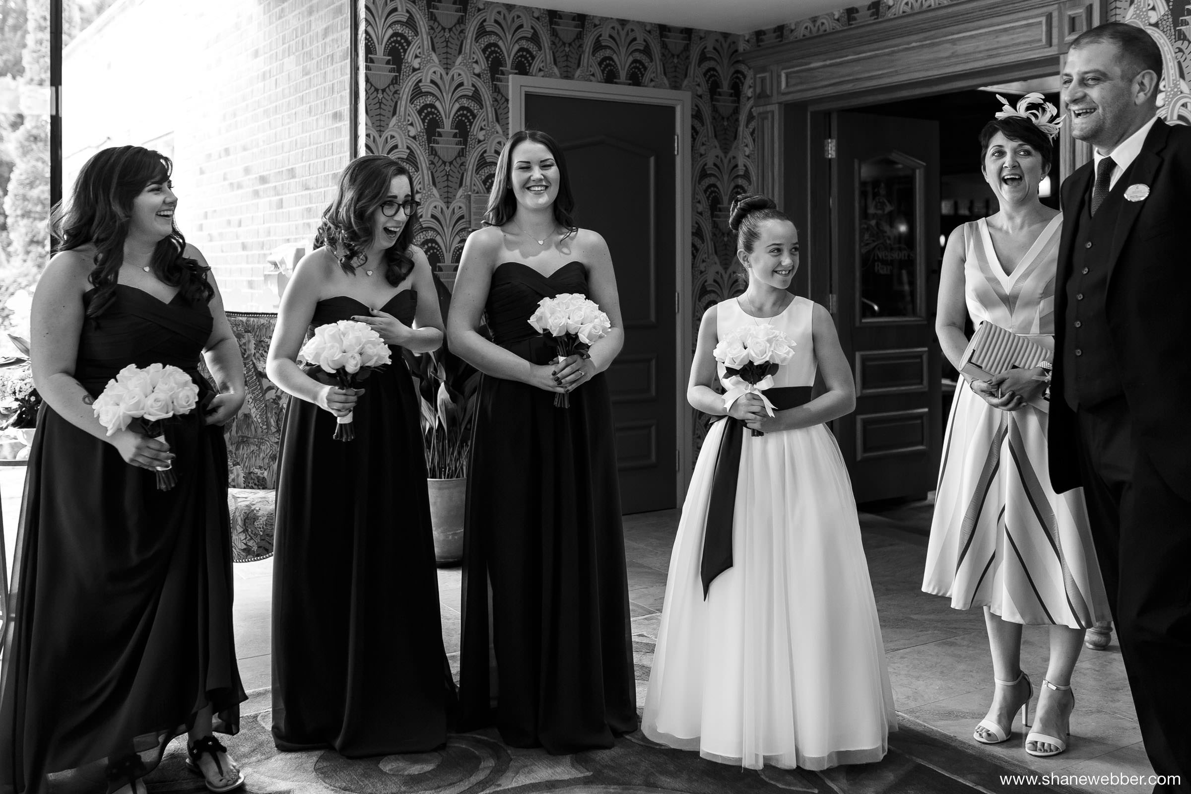Natural wedding photo of bridesmaids