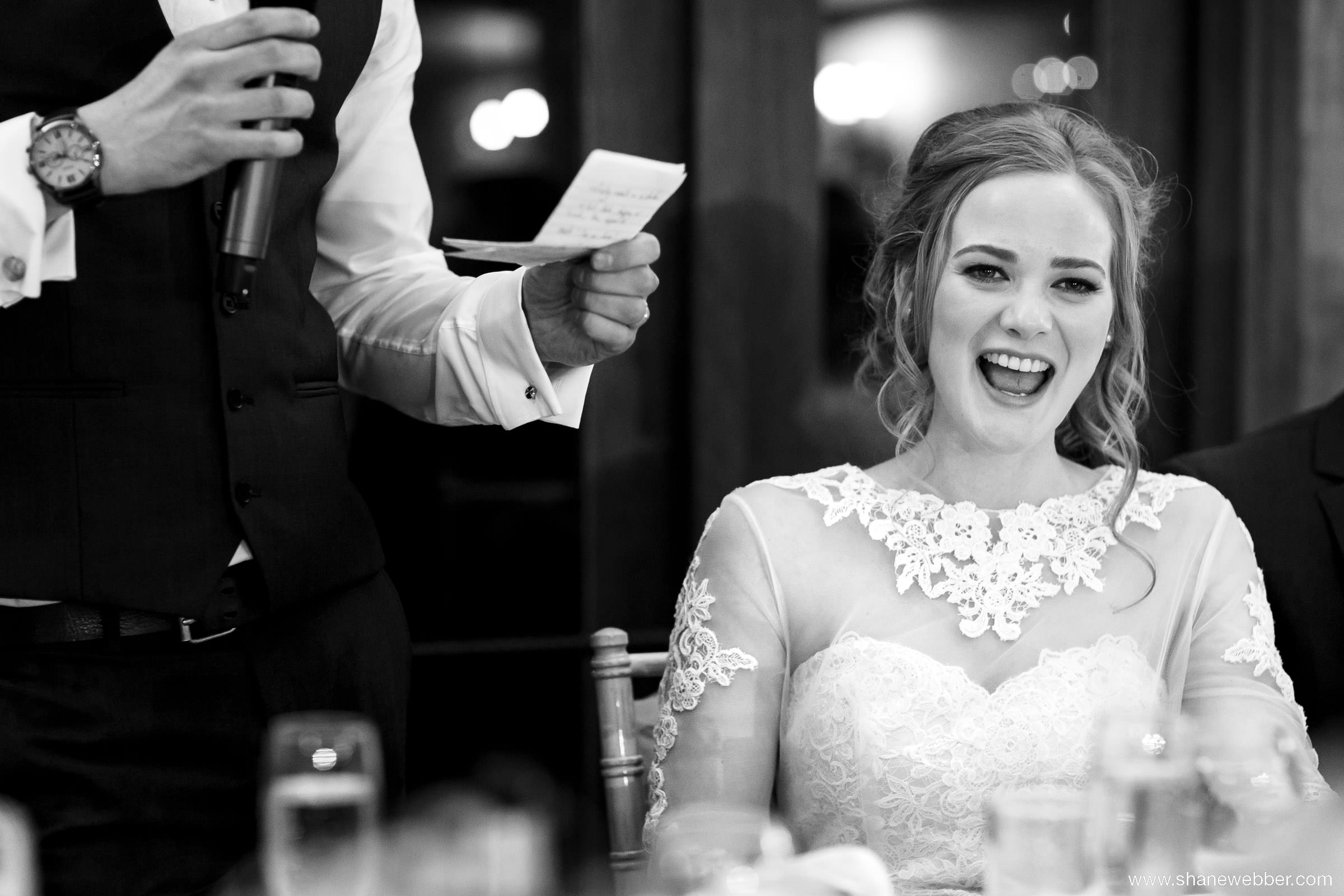 Bride laughing 