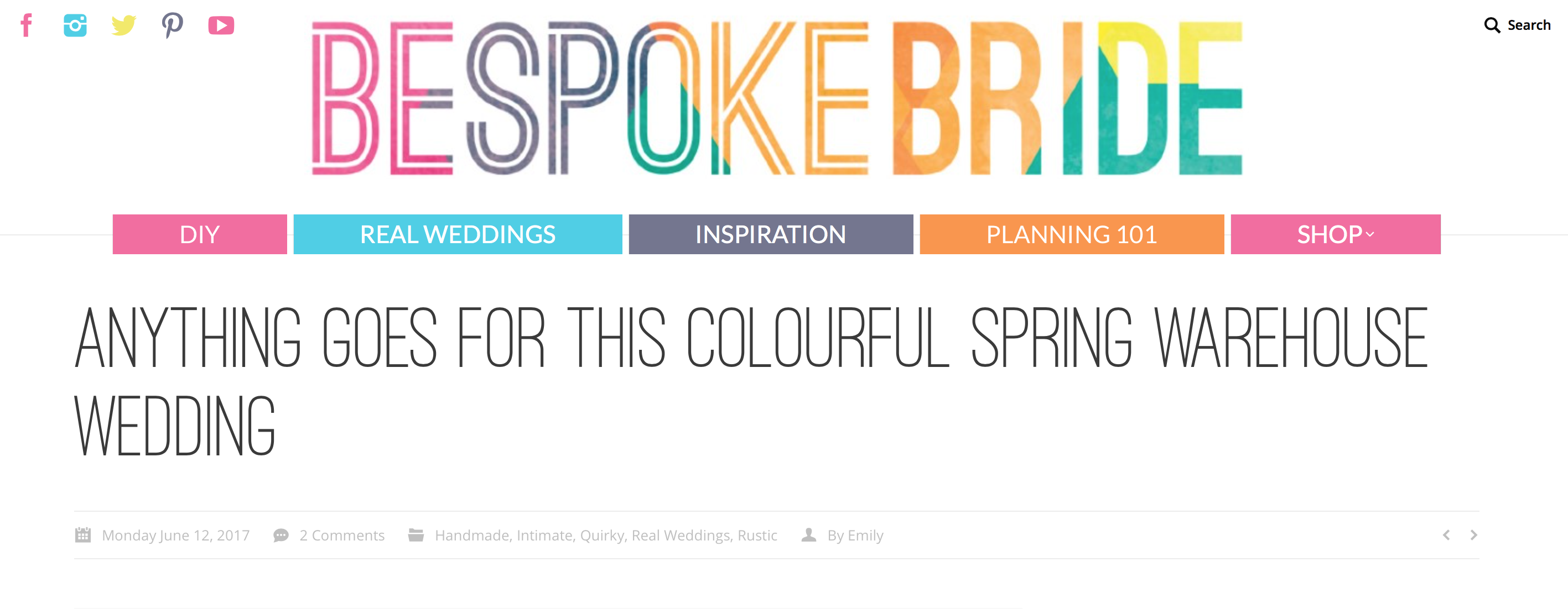 Bespoke brides wedding feature