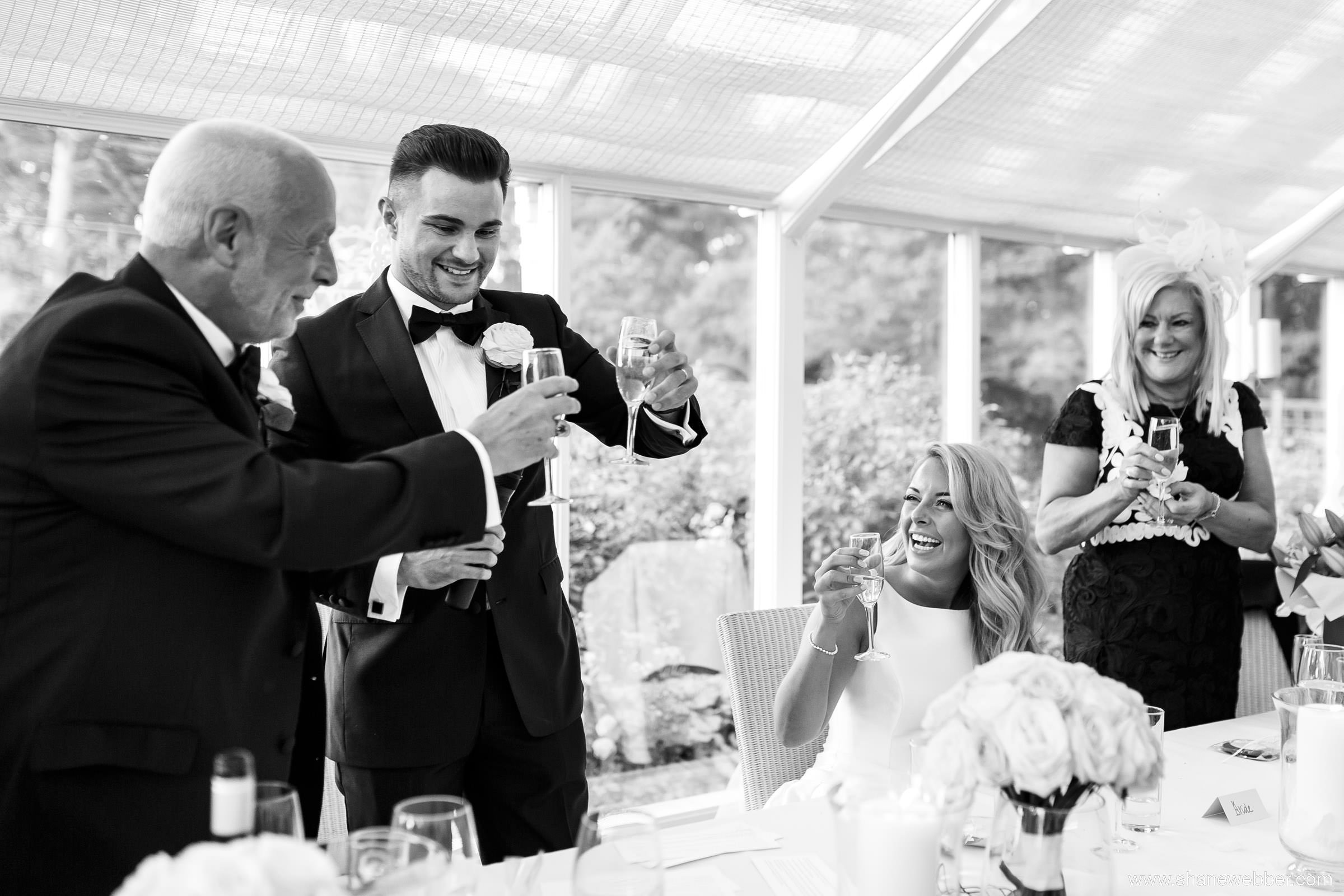 black and shite wedding photo
