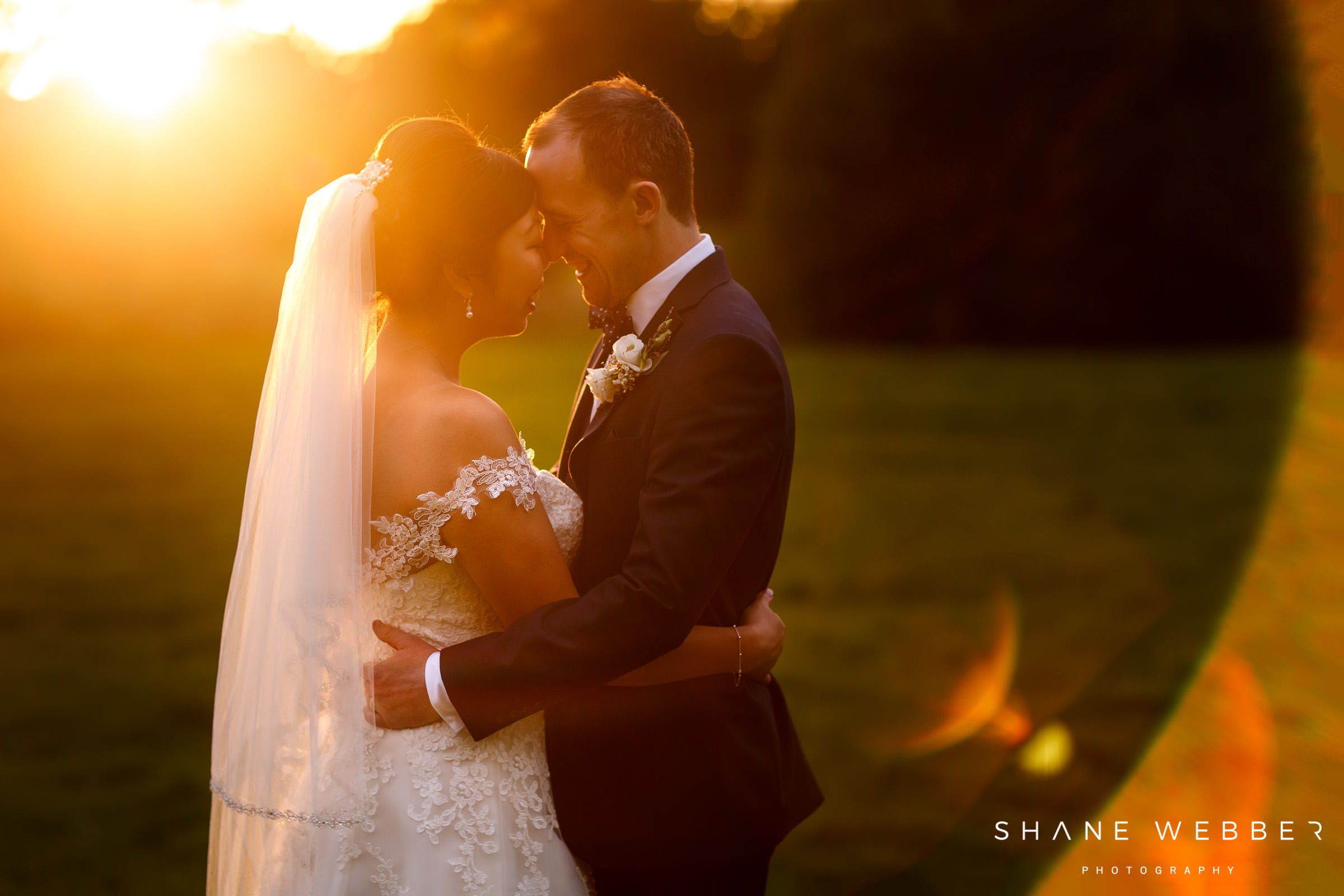 sunset wedding portrait