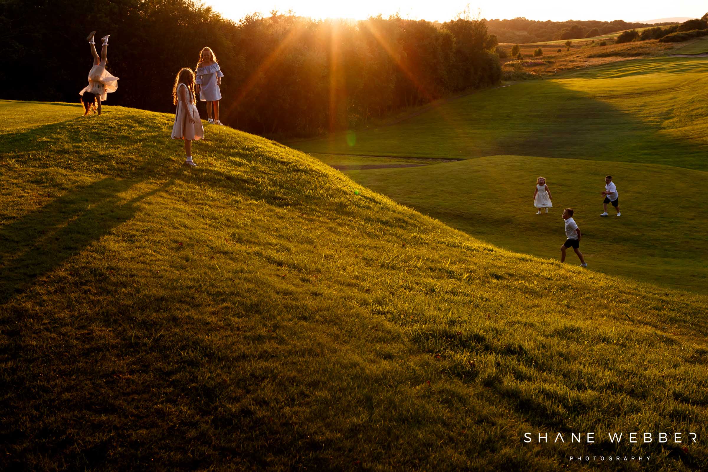 sunset photo of children playing